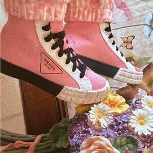 Prada Pink and Black Sneakers